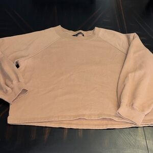 Womens Beige Crewneck Sweatshirt - Casual Pullover